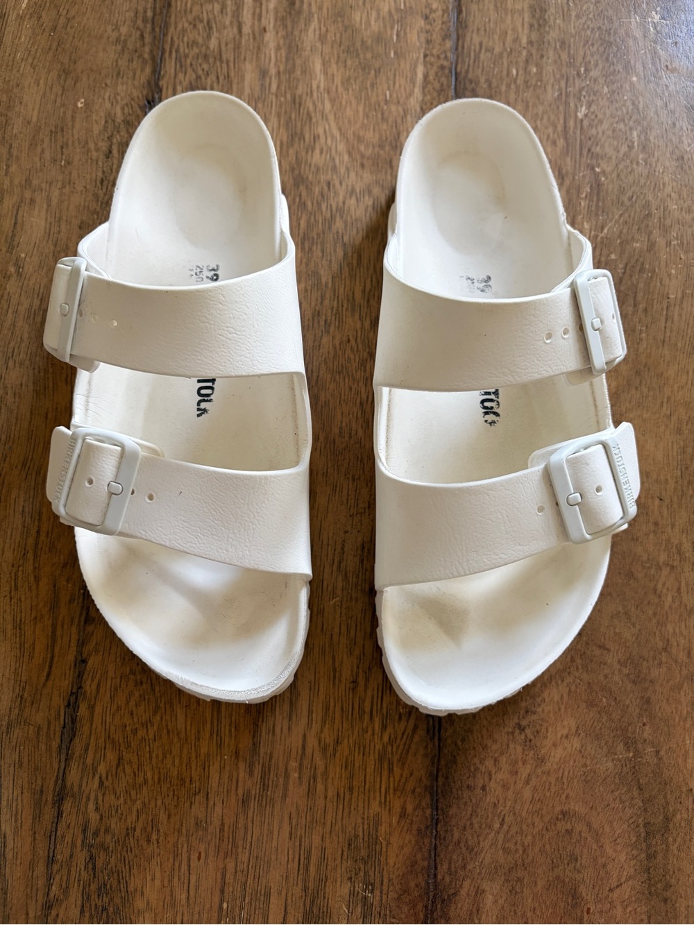 Birkenstock White Double-Strap EVA Sandals with Buckles Womens 9